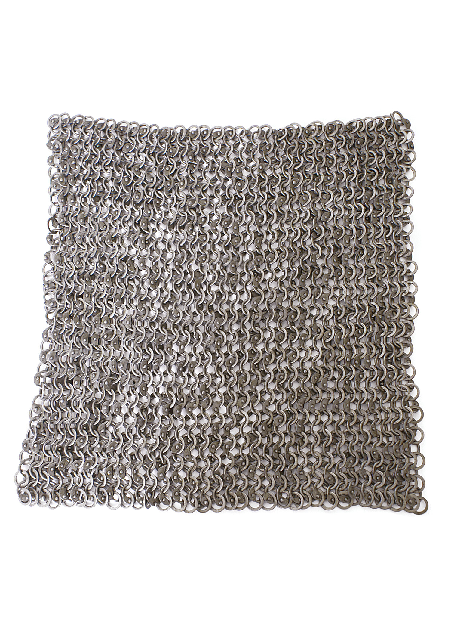 Cota de malla pieza de 20 x 20 cm, anillas ribeteadas