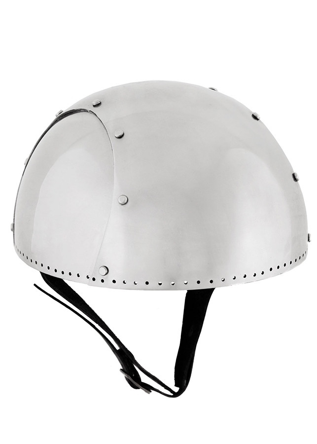 Casco medieval funcional simple con barbuquejo, 2 mm.