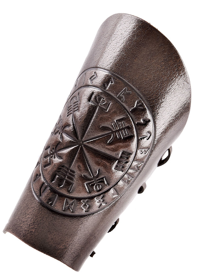 Brazalete de piel con grabado Vegvísir