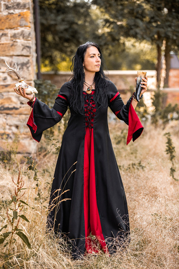 Vestido medieval mujer Negro-Rojo