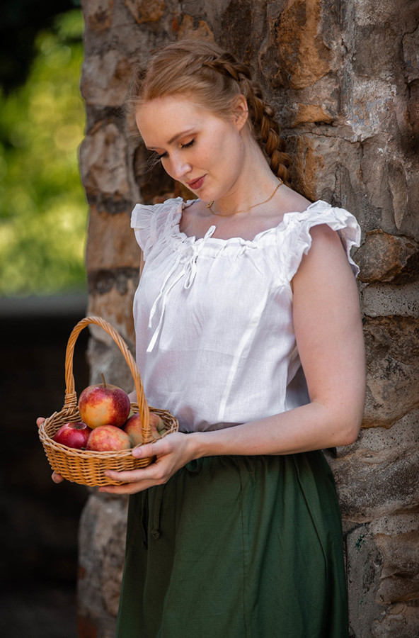 Blusa medieval de verano sin mangas Lotte, blanco