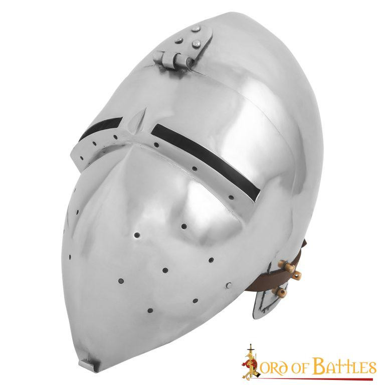 Casco Medieval Bacinete Klappvisor con forro acolchado