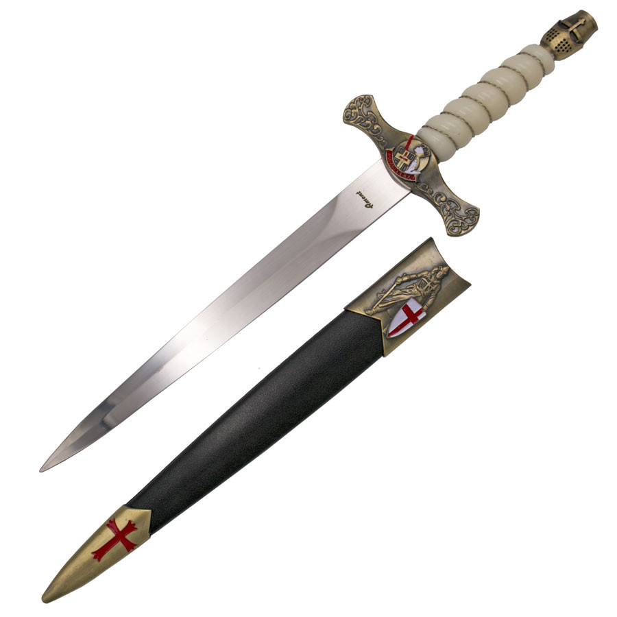 Daga medieval Templaria, pomo casco en bronce