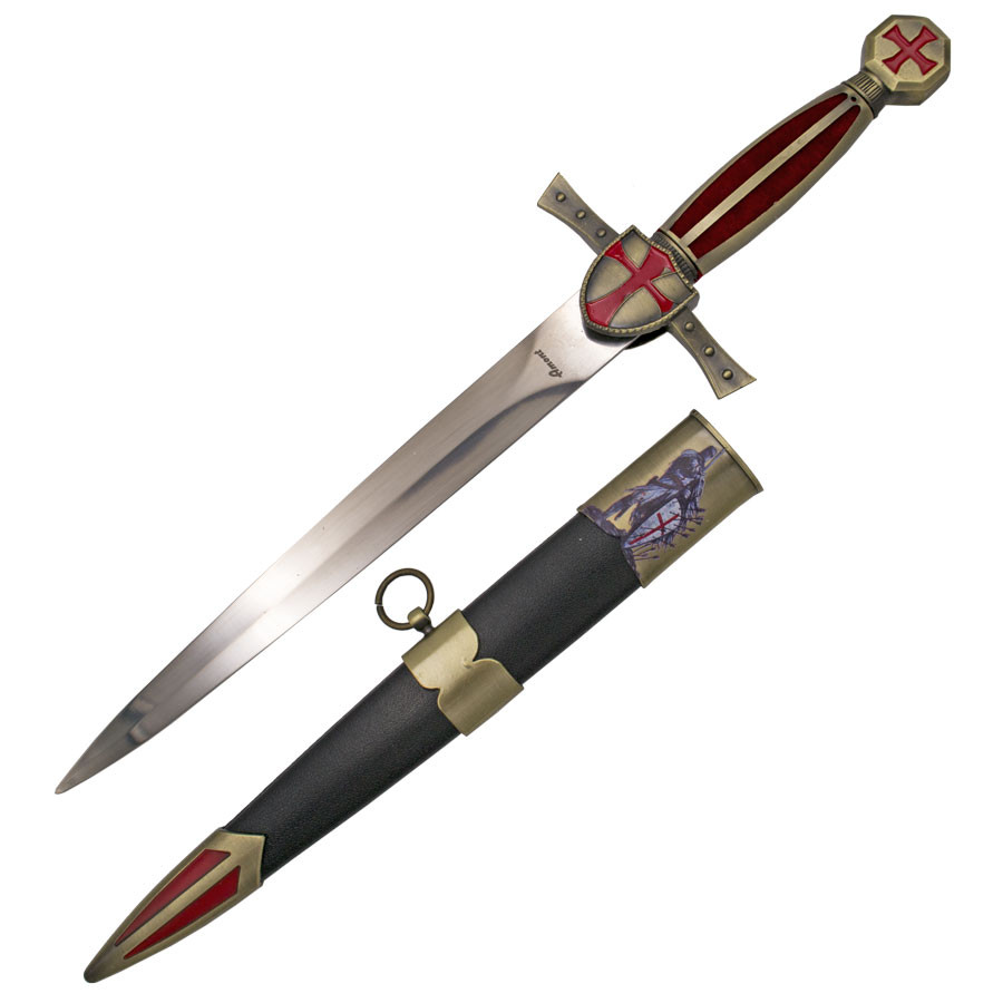 Daga medieval Templaria, pomo cruz roja
