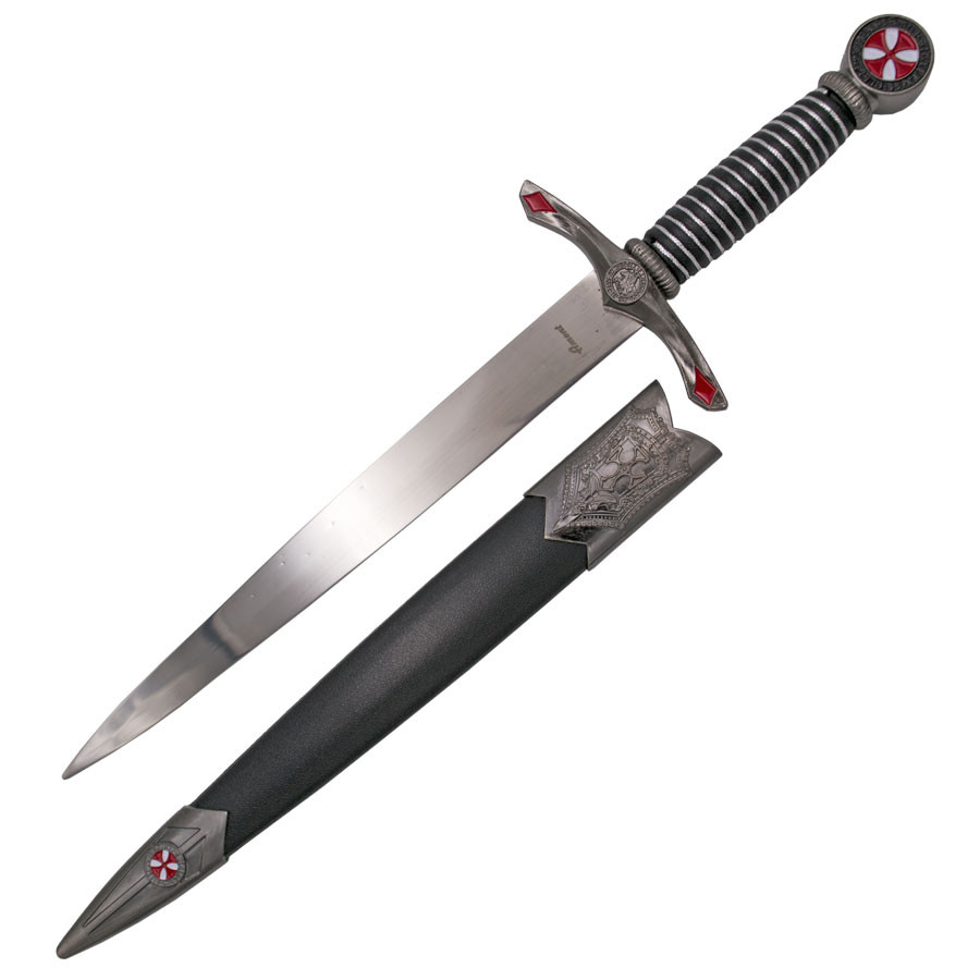 Daga medieval Templaria negra guarda sello