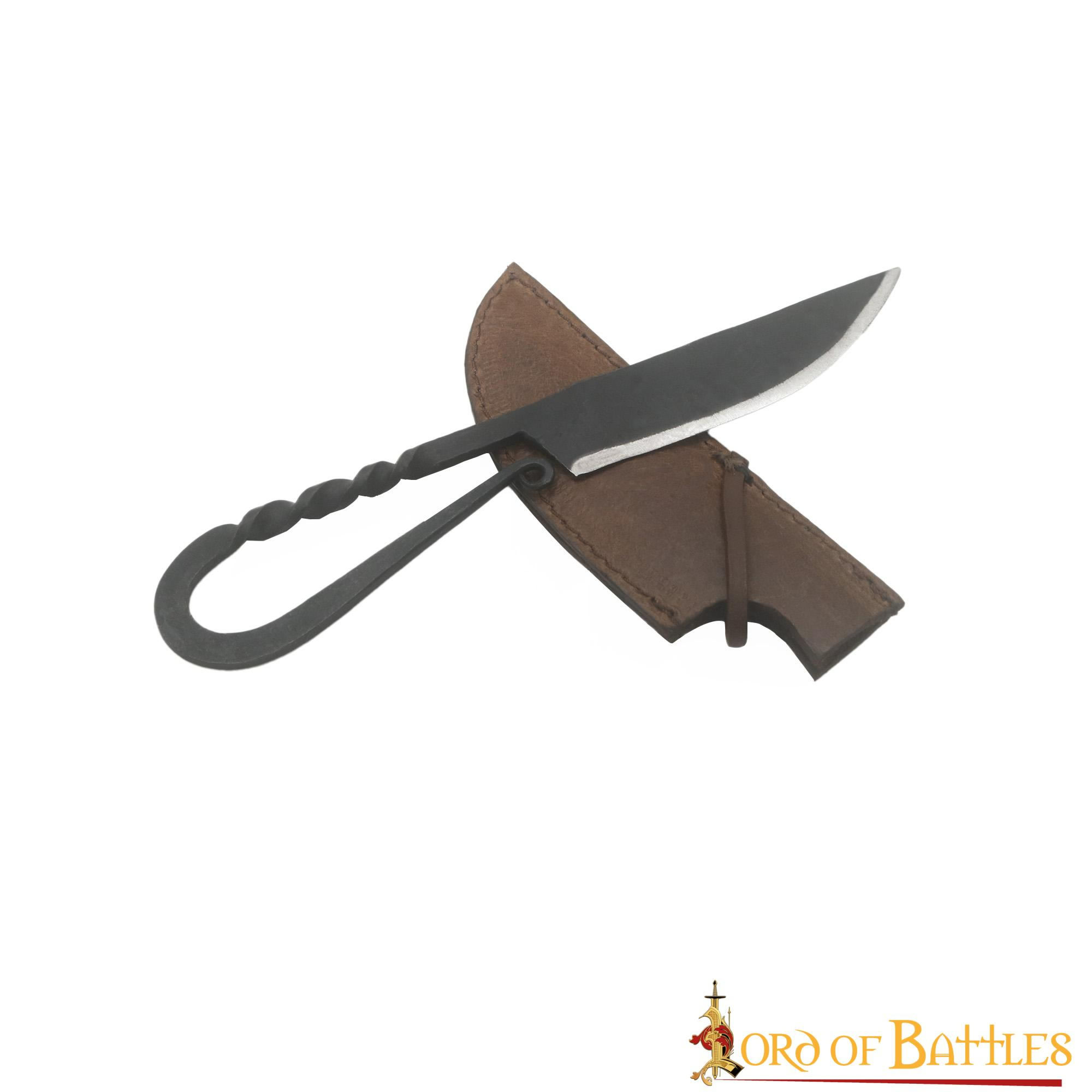 Cuchillo vikingo de hierro forjado con funda