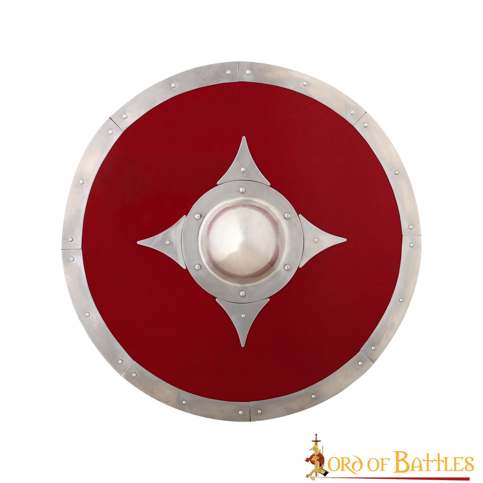 Escudo vikingo de combate de madera roja