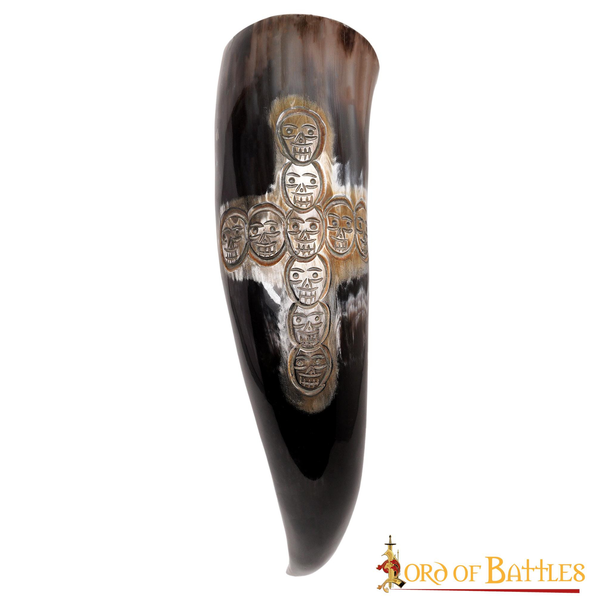 Cuerno vikingo para beber diseño cruz de calaveras