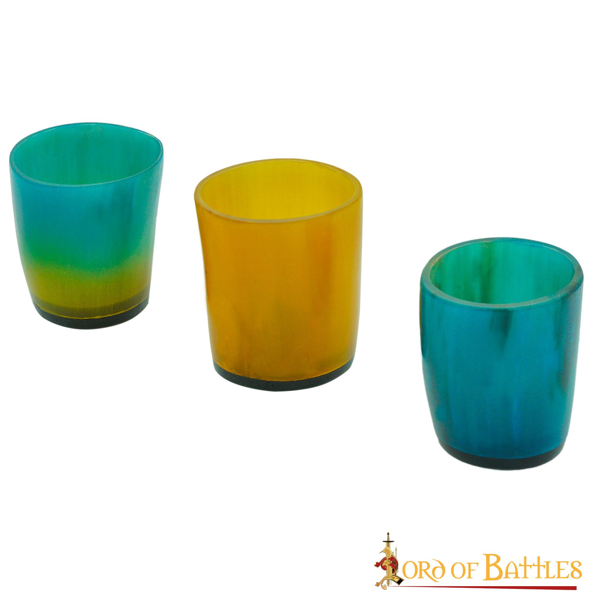 Juego de 3 vasos de chupito cuerno de buey colorido