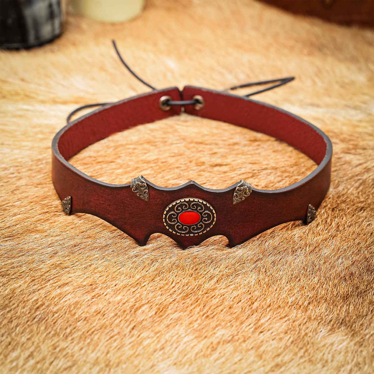 Tiara de cuero con gema fantasía medieval