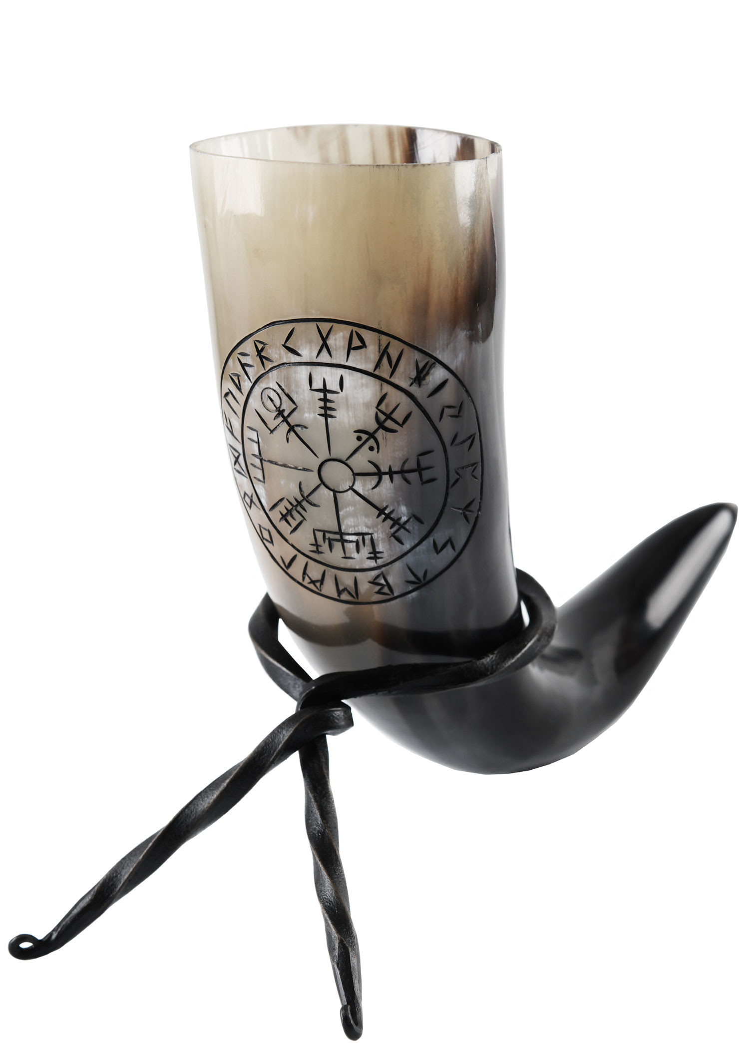 Cuerno celta Vegvísir con soporte (200-300 ml.)