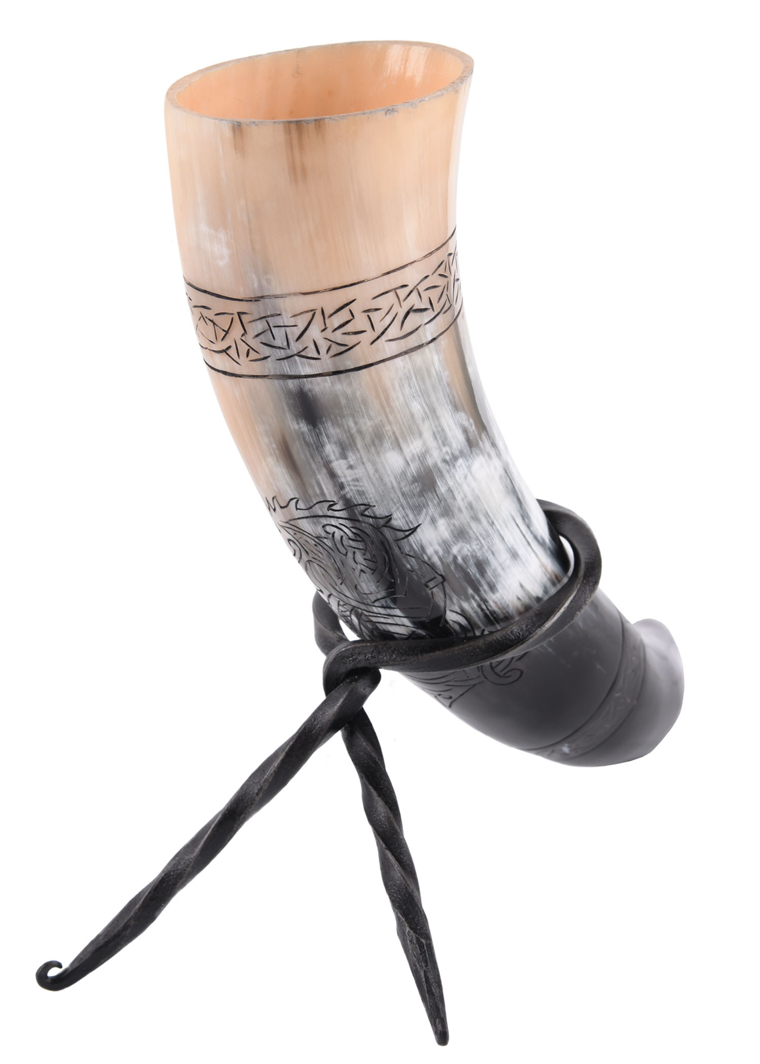 Cuerno vikingo lobo nórdico Fenrir con soporte (200-300 ml.)