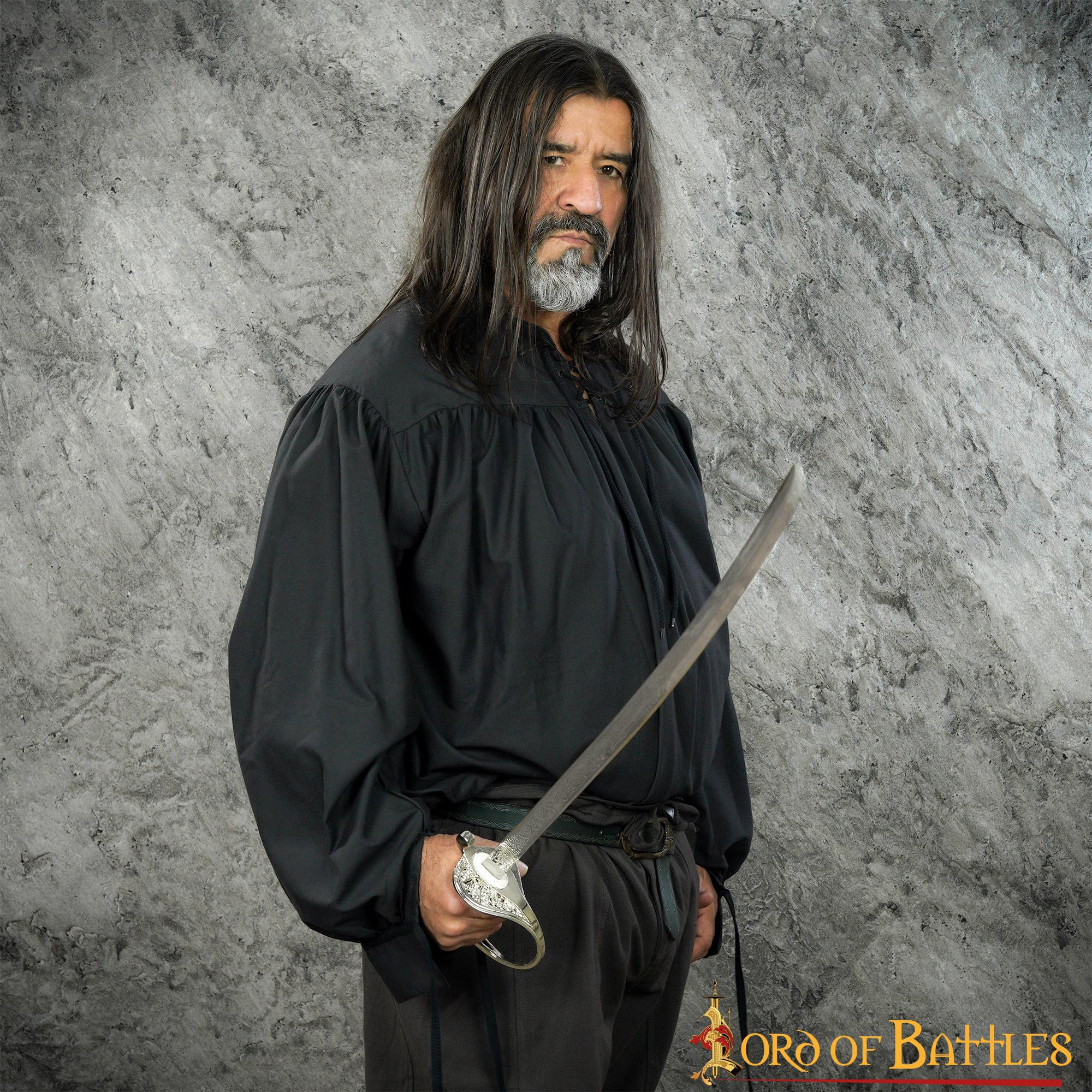 Camisa medieval y renacentista Elric - Negra
