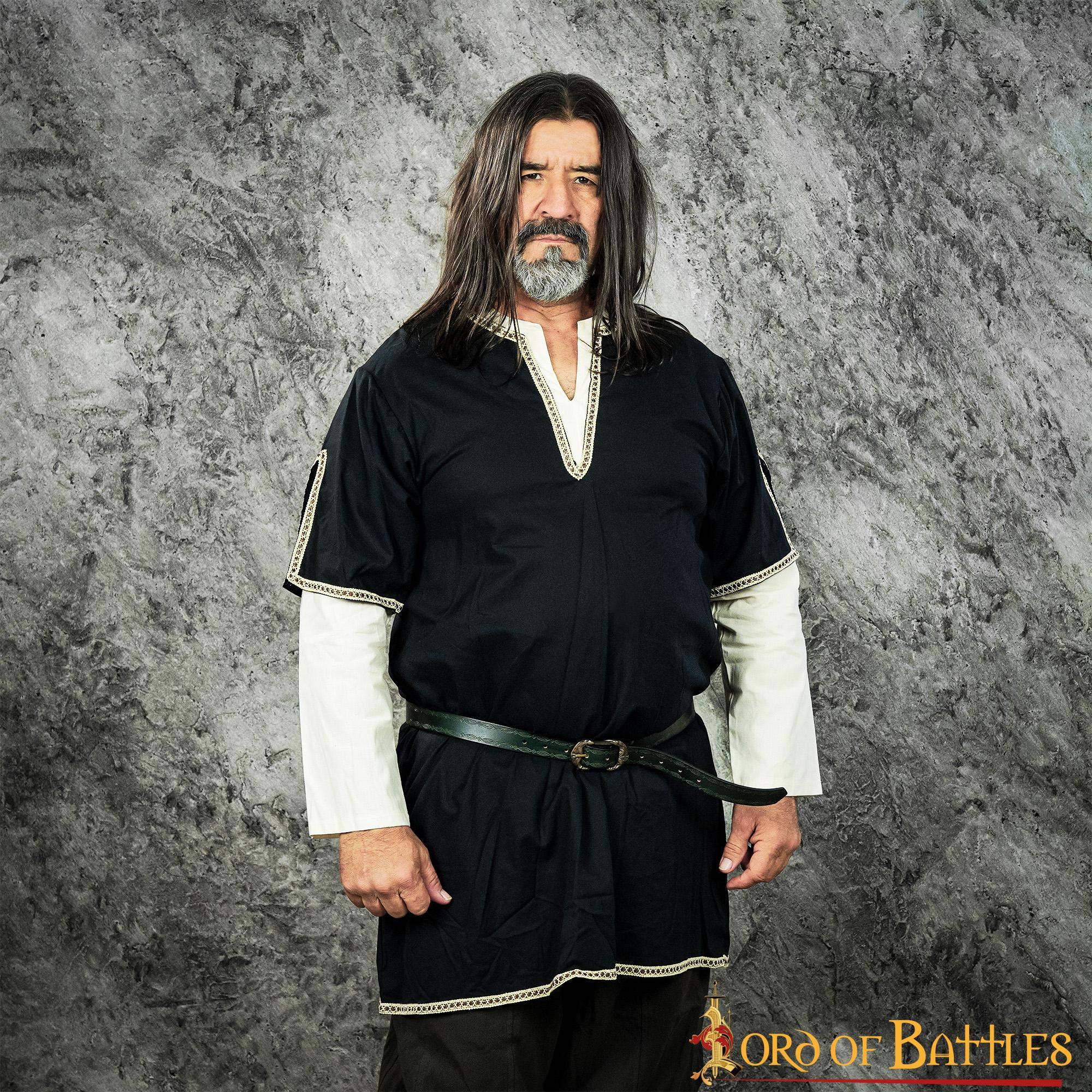 Túnica Vikinga con doble manga - Negra