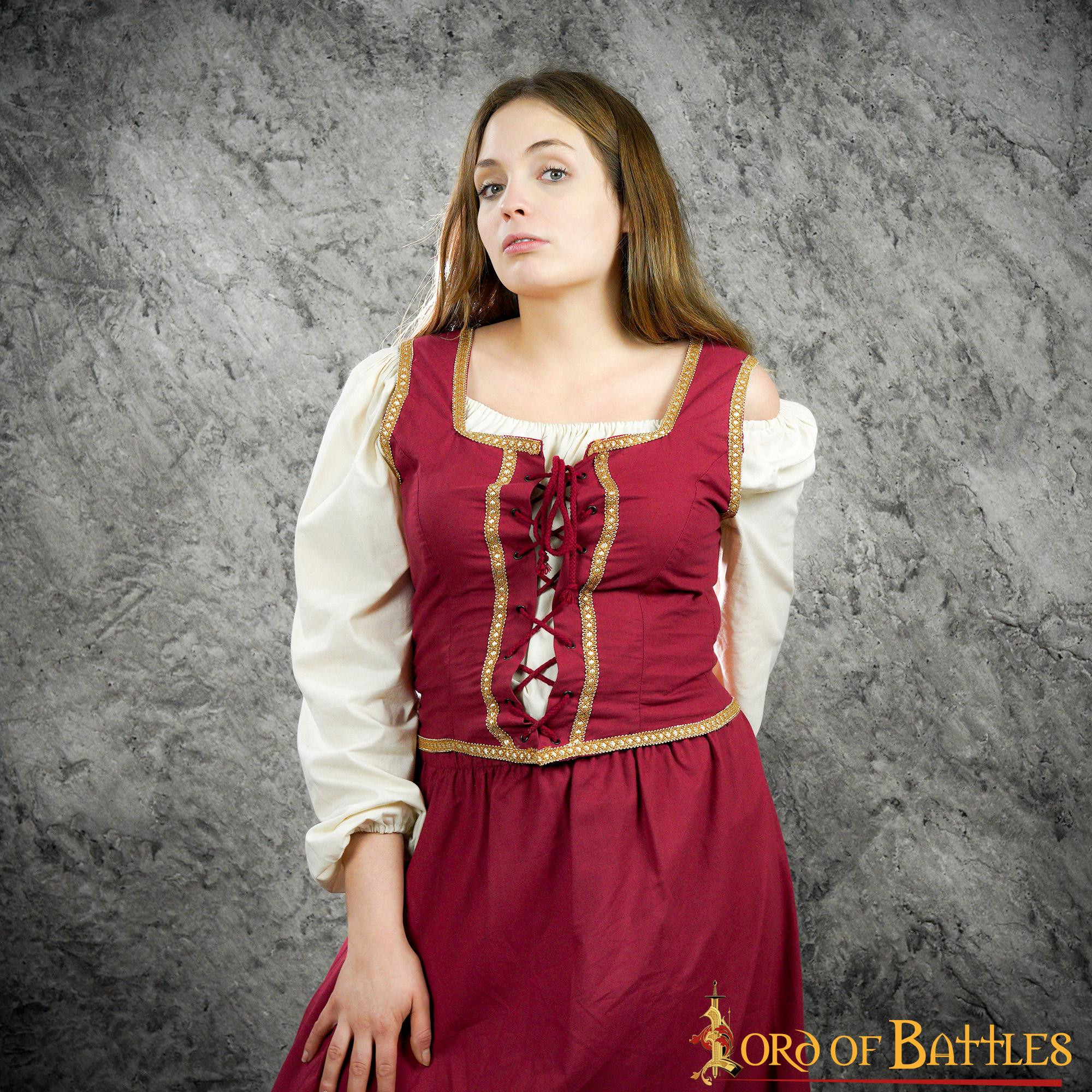 Vestido mesonera medieval o renacentista (blusa, corpiño y falda)