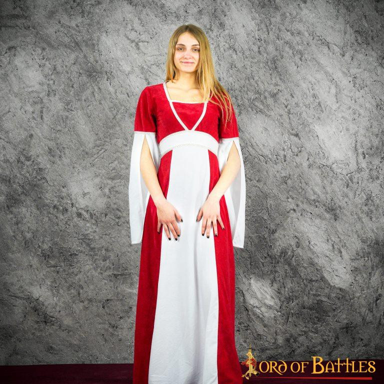 Vestido medieval Inés en ante - Rojo
