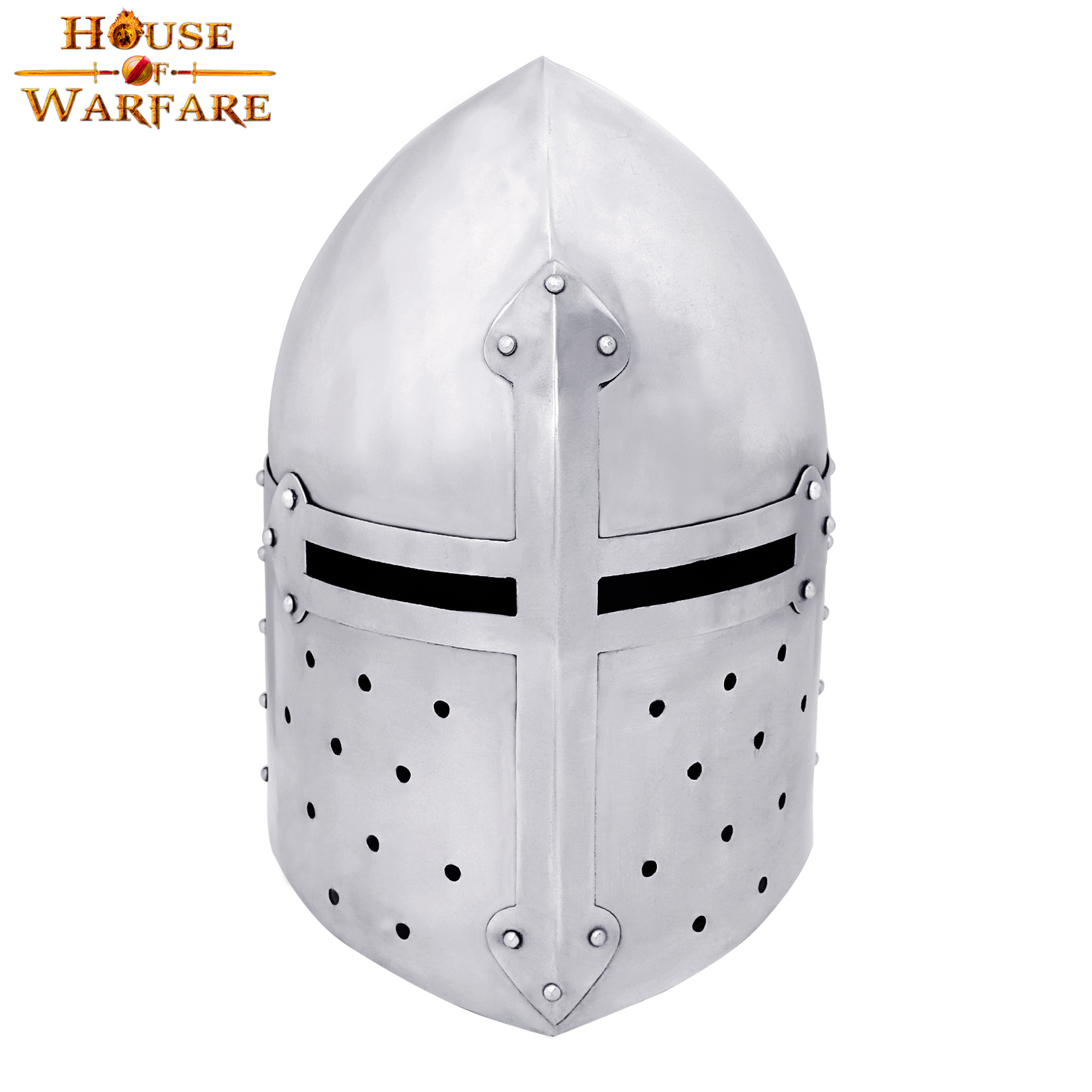 Casco medieval cónico SugarLoaf en acero, siglo XIV