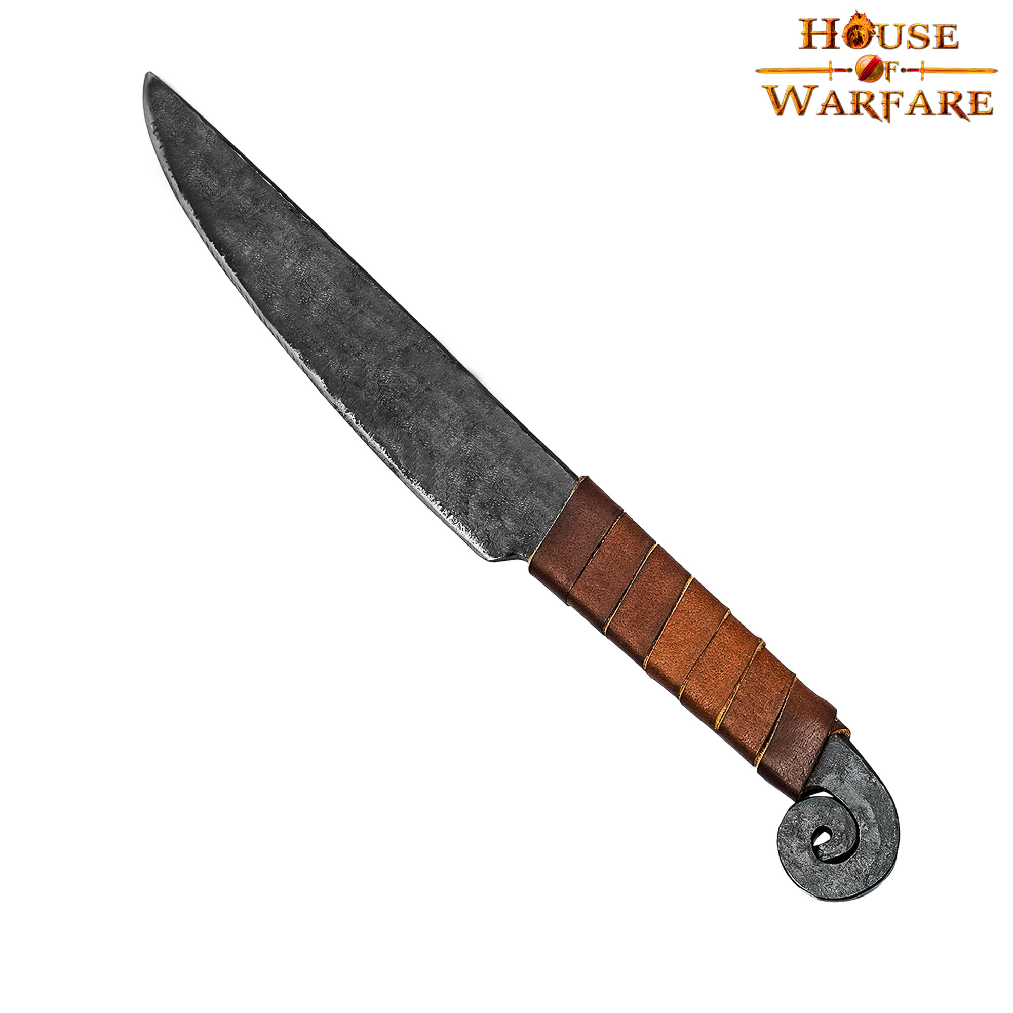 Cuchillo medieval espiral con empuñadura en cuero (29,8 cm.)