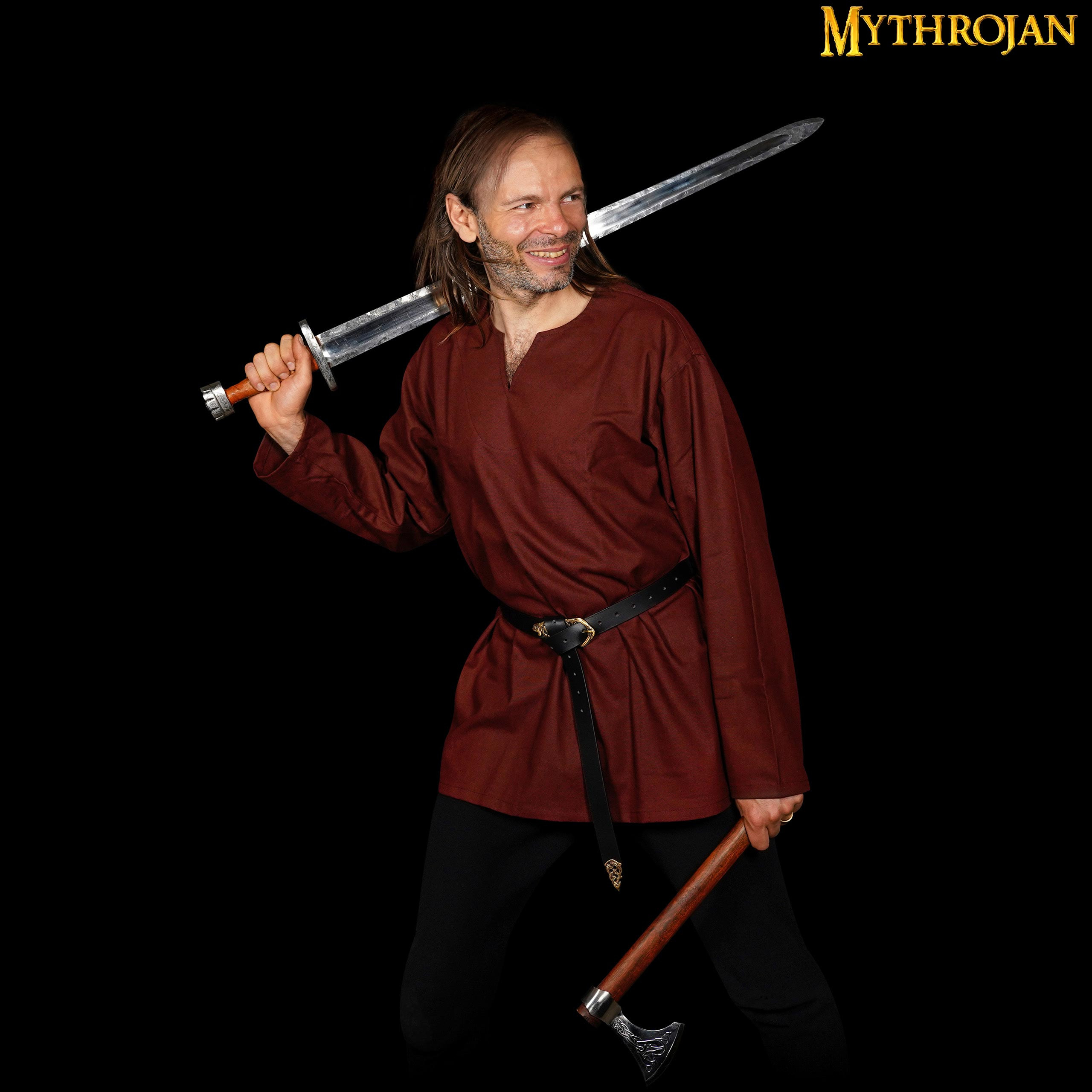 Túnica medieval Raider de corte ancho color marrón