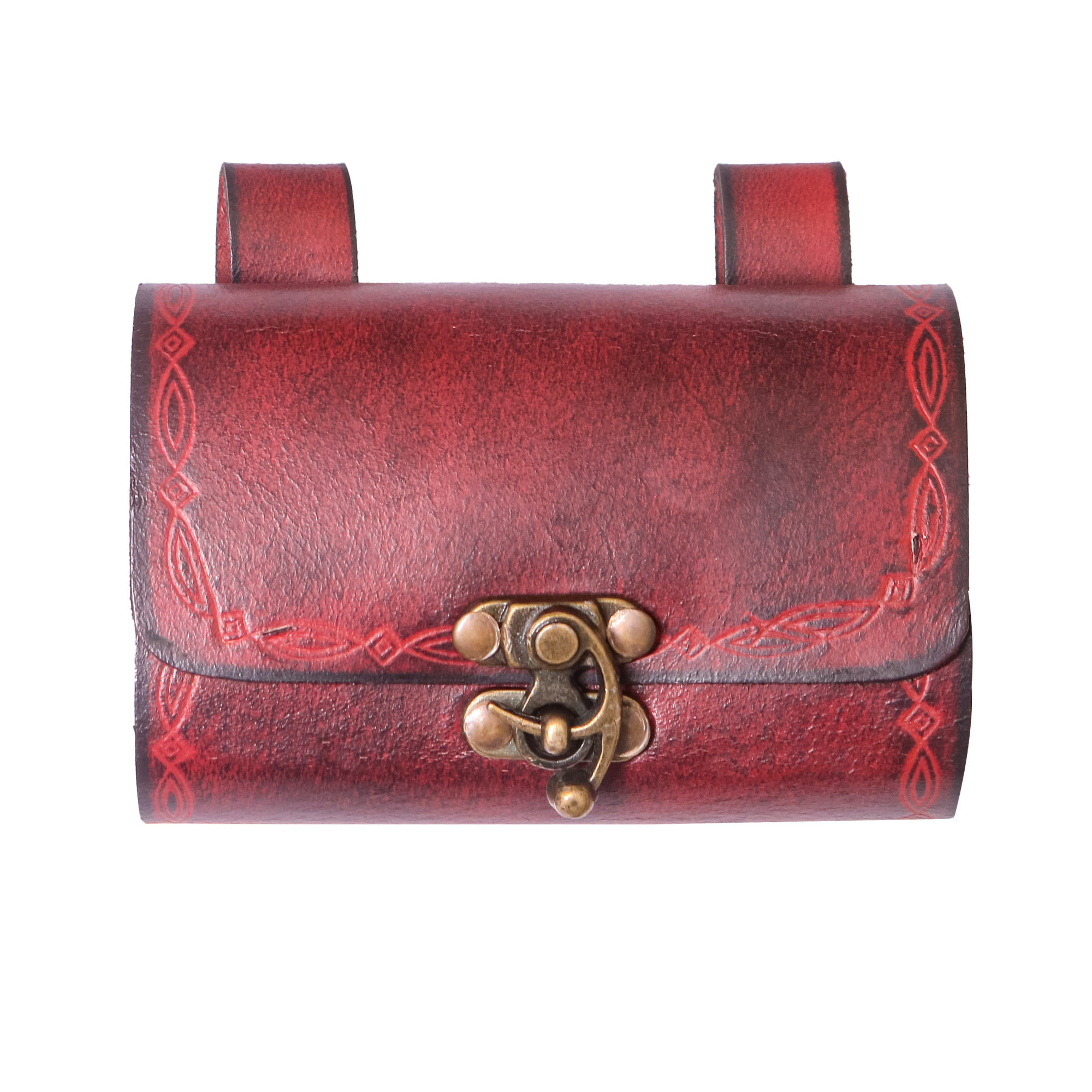 Bolsa del Druida con 4 recipientes para pociones mágicas - granate