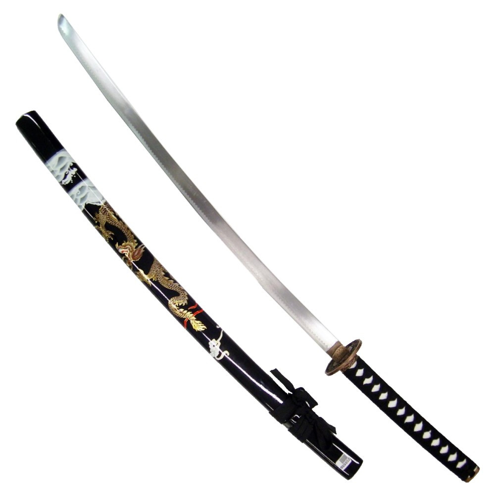 Katana ornamental del Dragón, vaina negra (102 cm.)