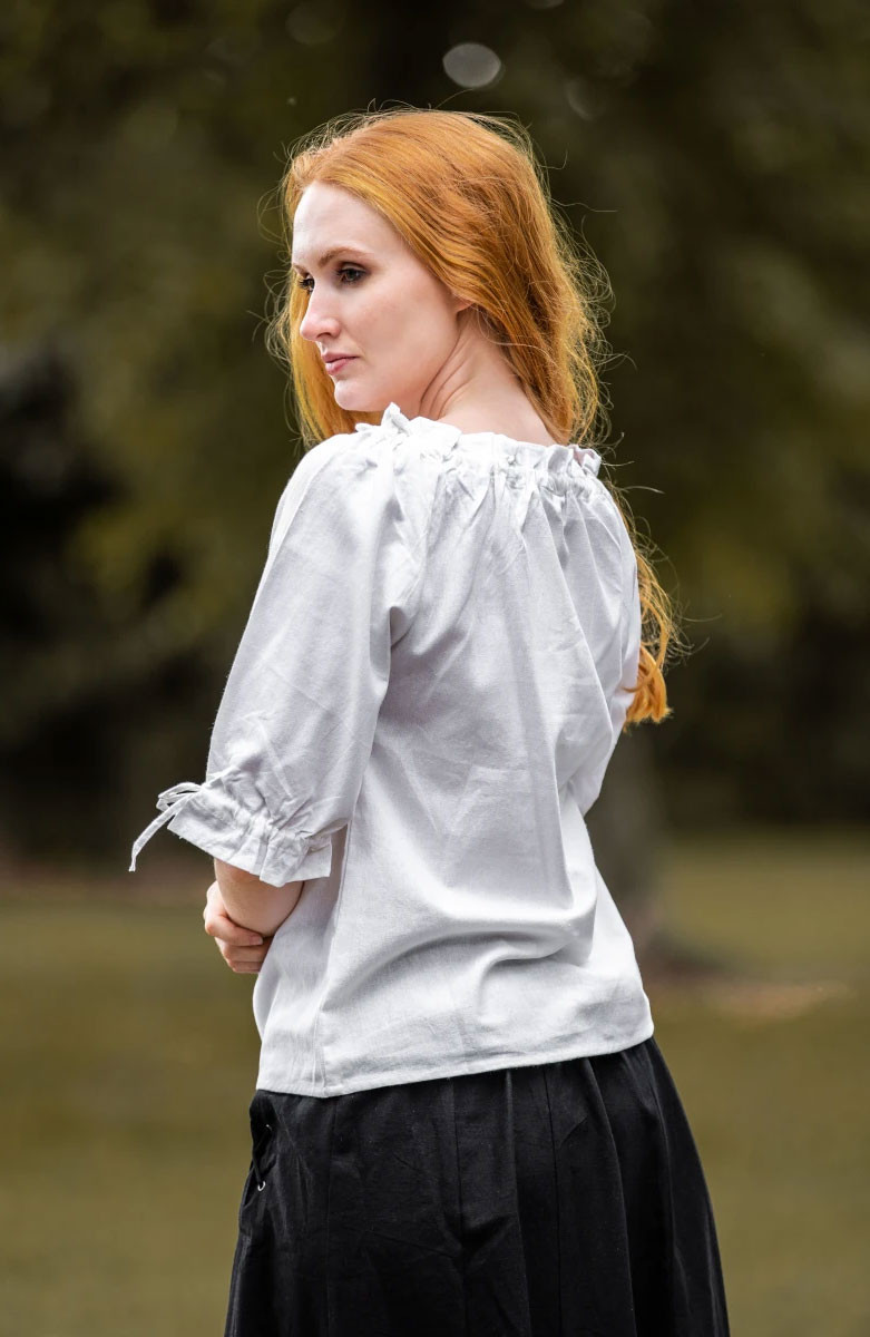 Blusa medieval para mujer, blanco