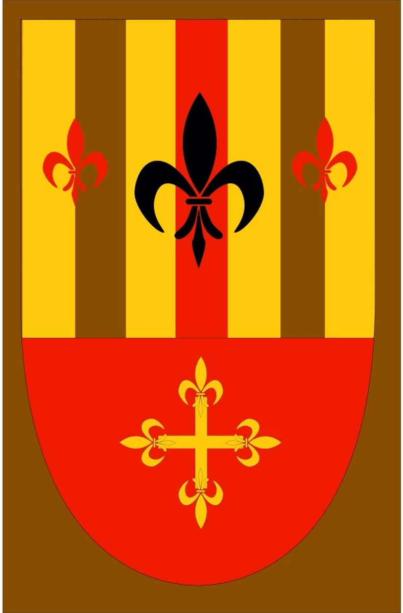 Estandarte medieval flor de lis con cruz medieval