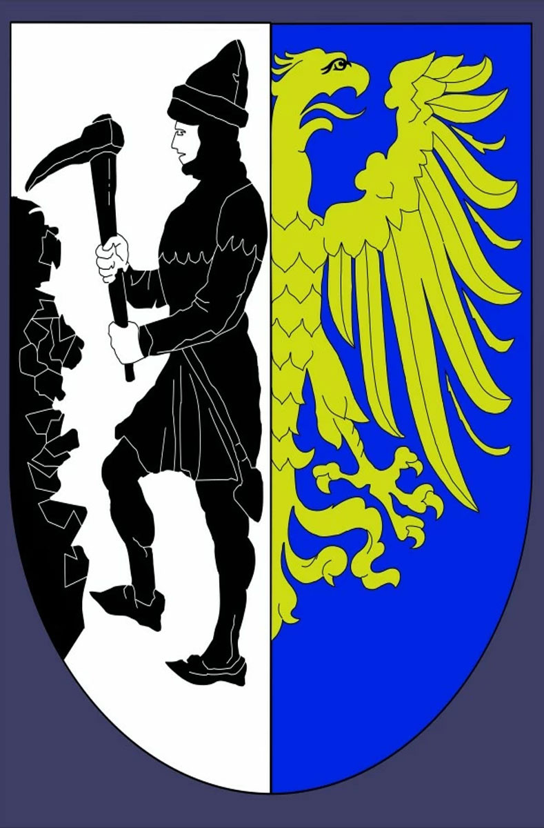 Estandarte medieval con picador y águila