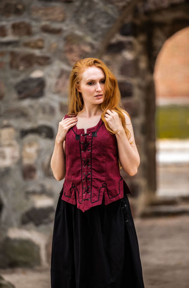 Chaleco medieval mujer modelo Selma, rojo