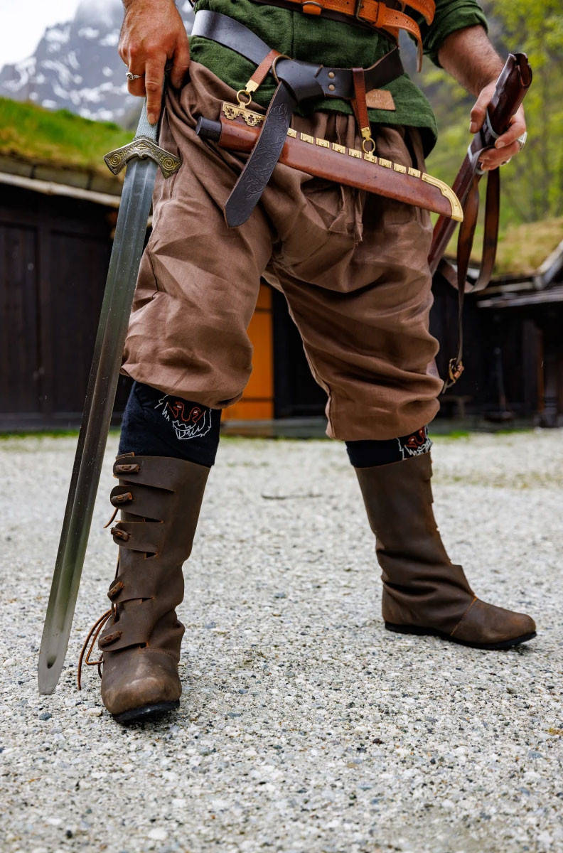 Pantalones vikingos lino Wodan, marrón