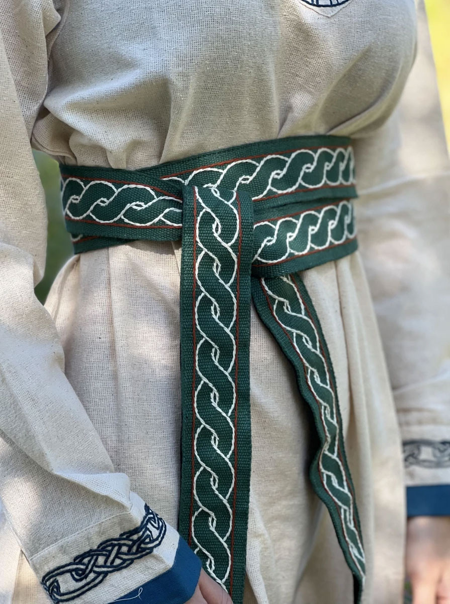 Cinturón vikingo modelo Elina, algodón verde