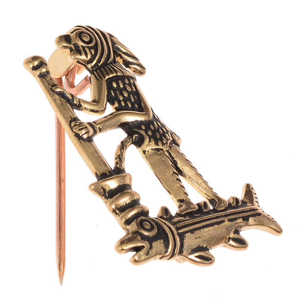 Broche en bronce peregrino Médico Mono
