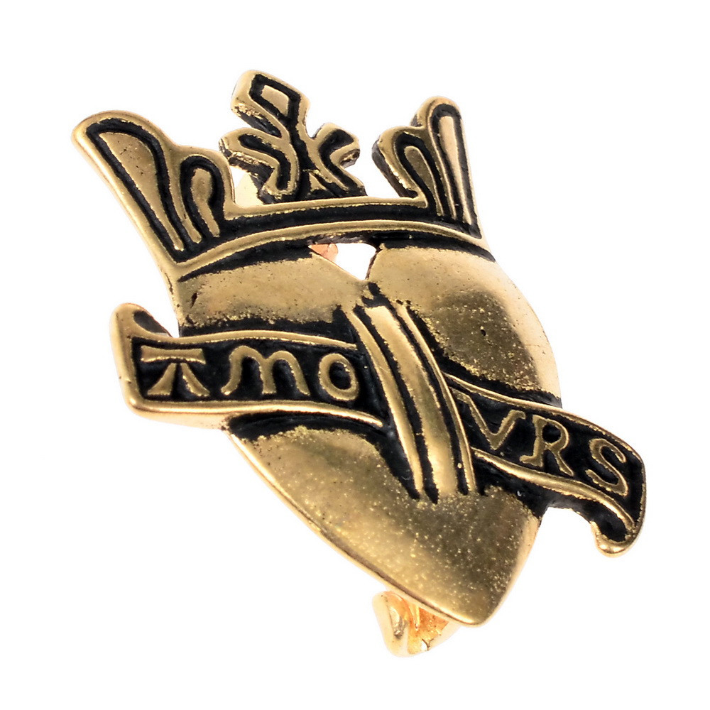 Broche en bronce de peregrino Corazón con Corona
