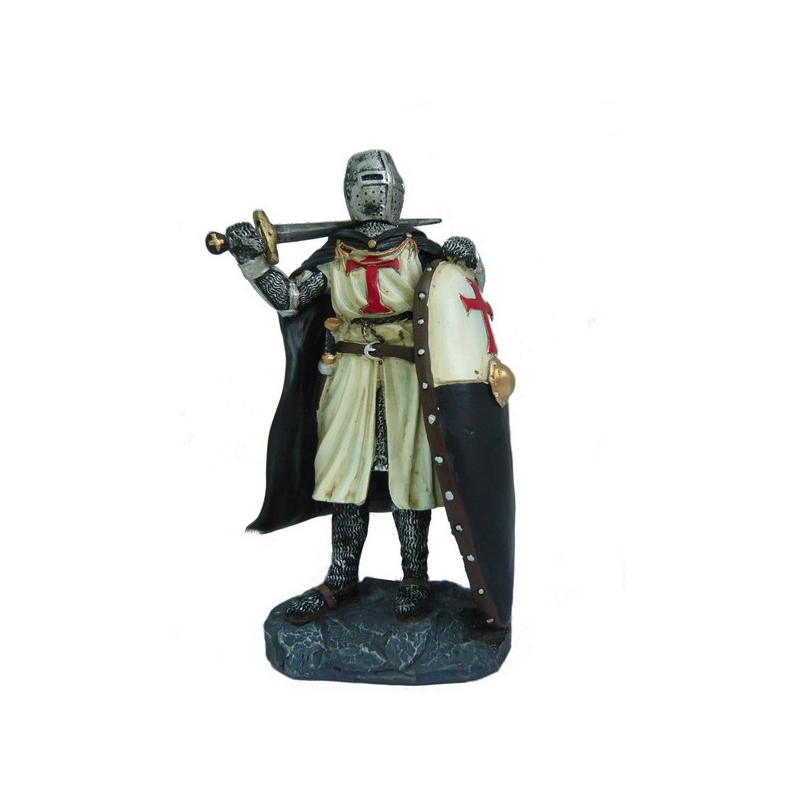 Caballero templario en miniatura con escudo y espada (22 cm.)