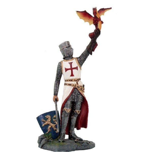 Caballero templario en miniatura con dragón (22 cm.)