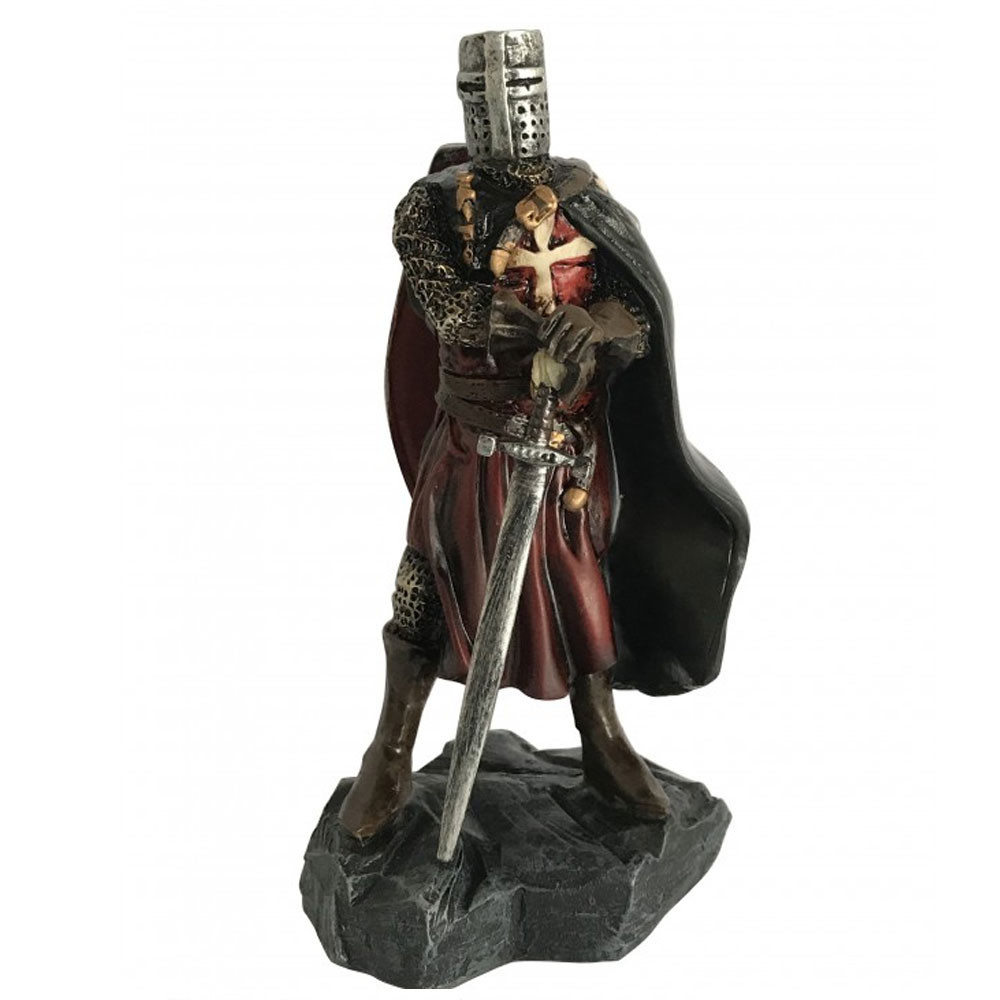 Caballero templario en miniatura túnica roja y espada (22 cm.)