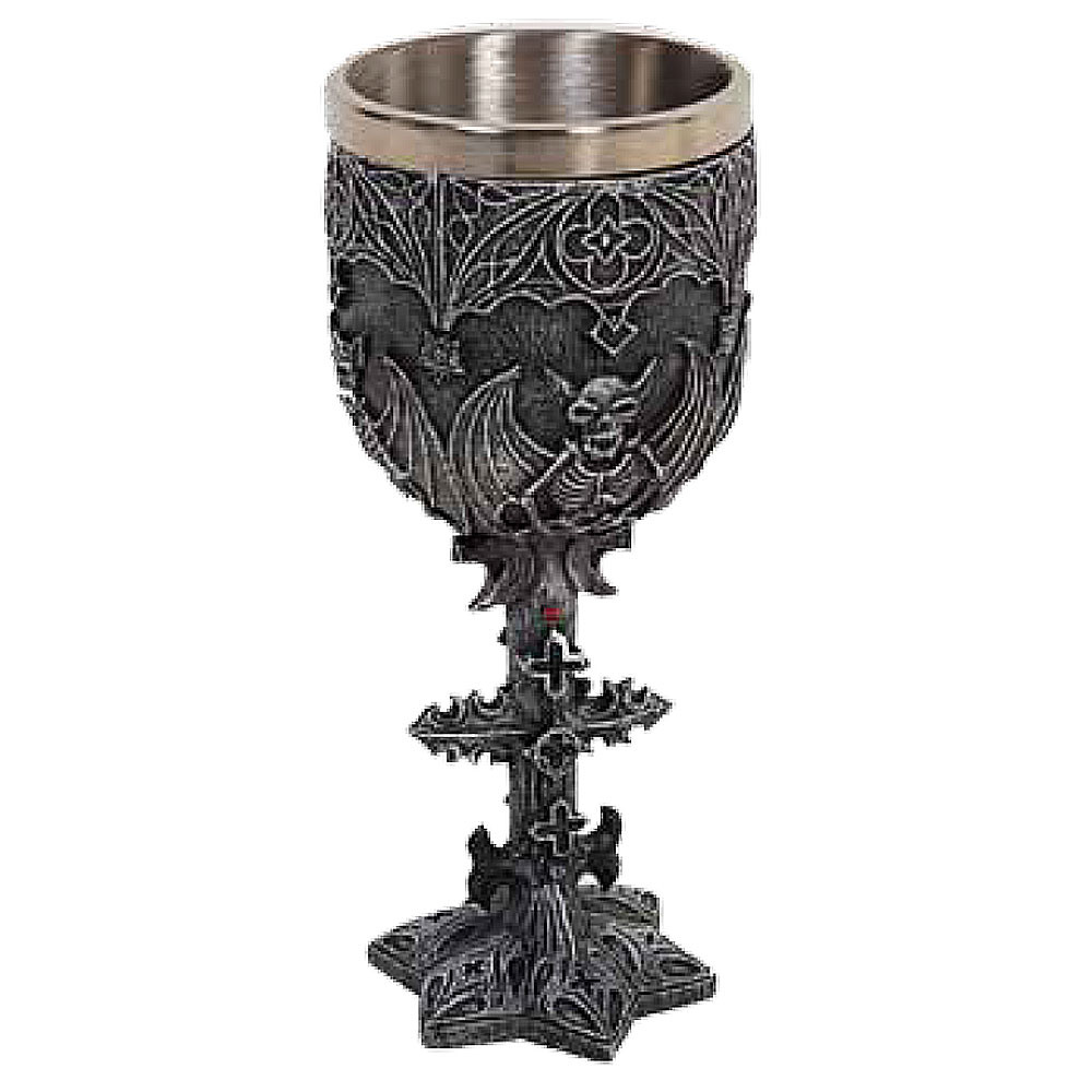 Cáliz medieval de fantasía Gárgolas y Cruces (18 cm.)
