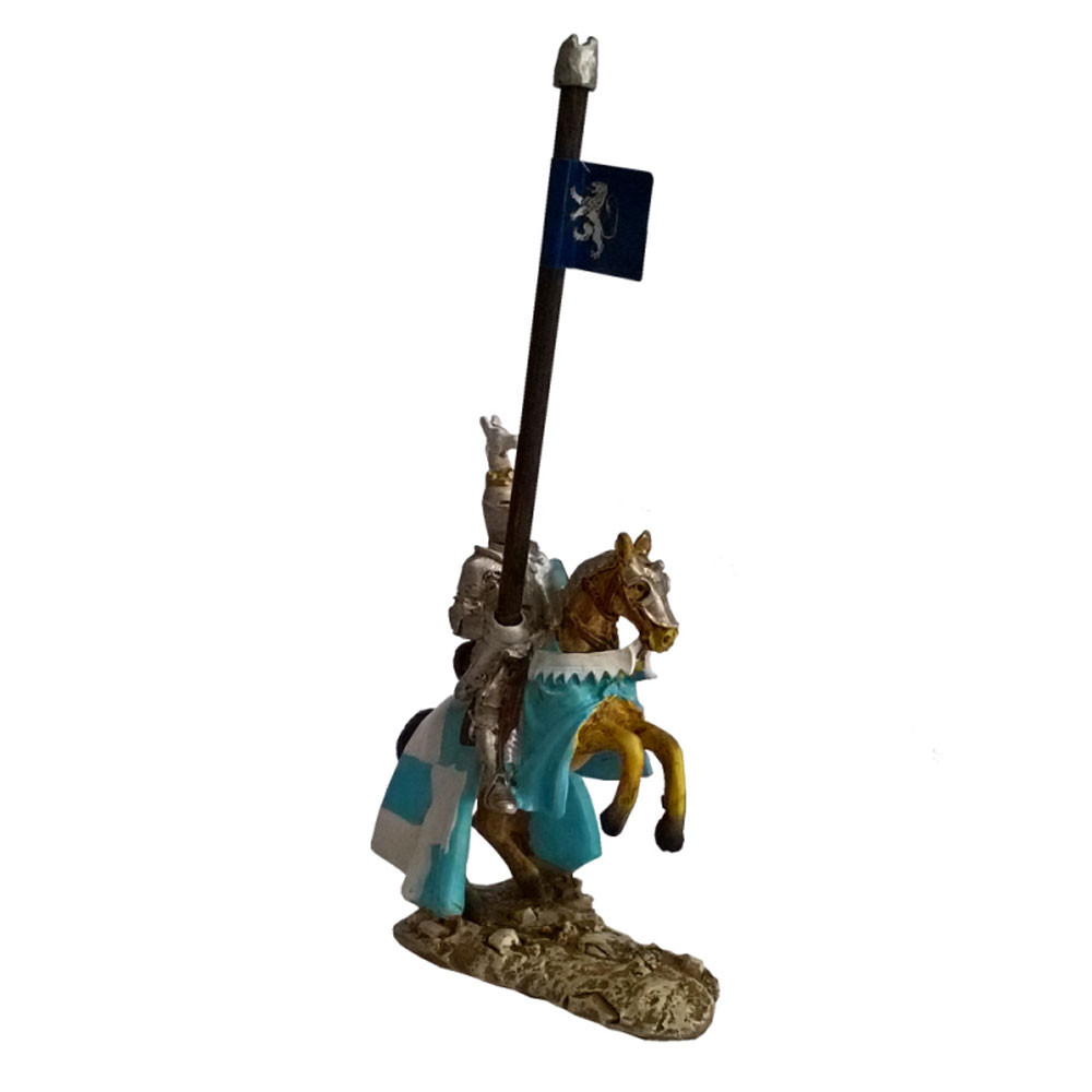 Caballero medieval en miniatura con estandarte León Rampante (12 cm.)