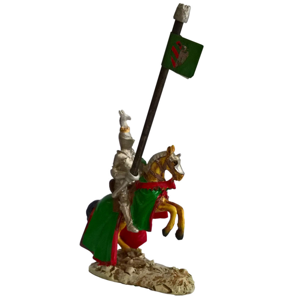 Caballero medieval en miniatura con estandarte Águila (12 cm.)