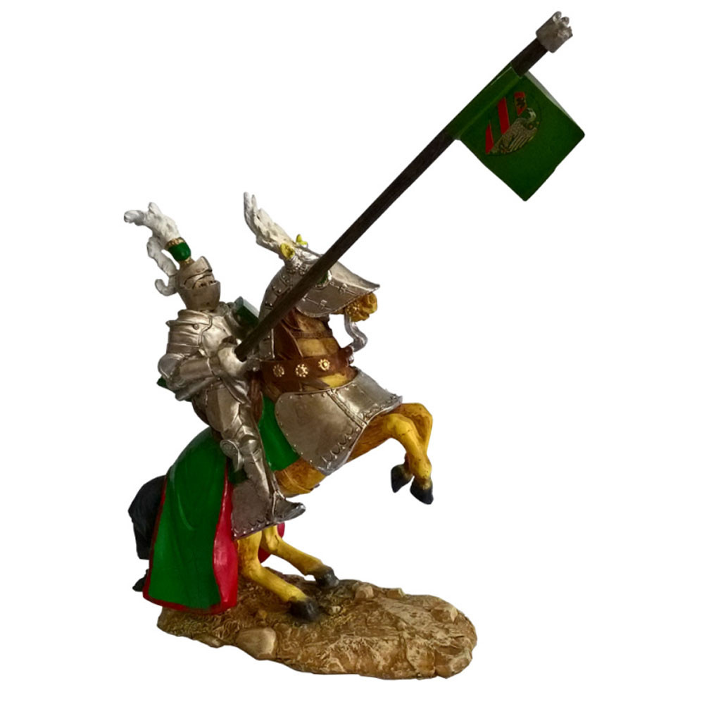Caballero medieval en miniatura con estandarte Águila (18 cm.)