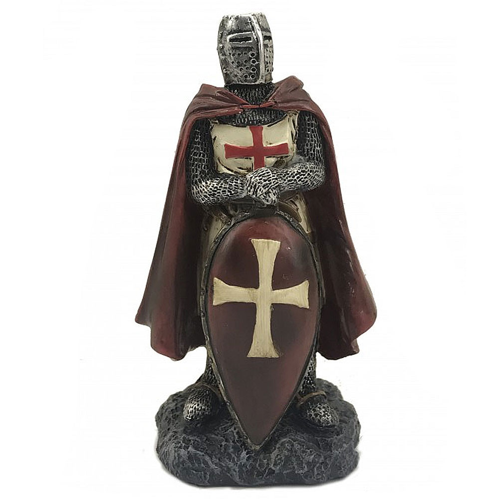 Caballero templario en miniatura con escudo rojo (12 cm.)
