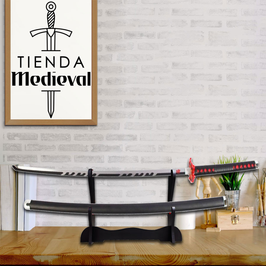 Pack Katana fuego Tanjiro Kamado Demon Slayer, con soporte