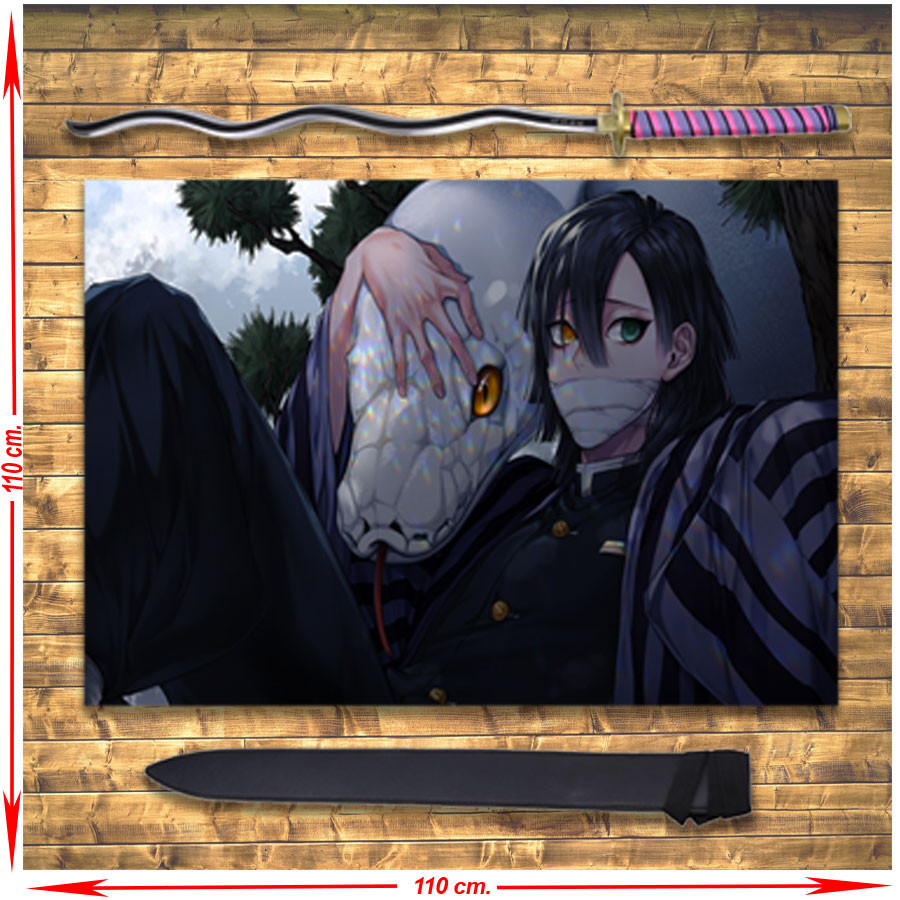 Pack Katana Obanai Iguro + Estandarte, Kimetsu no Yaiba