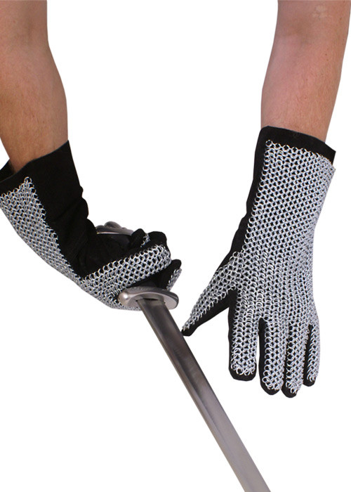 Guantes de cuero con cota de malla, 6 mm.