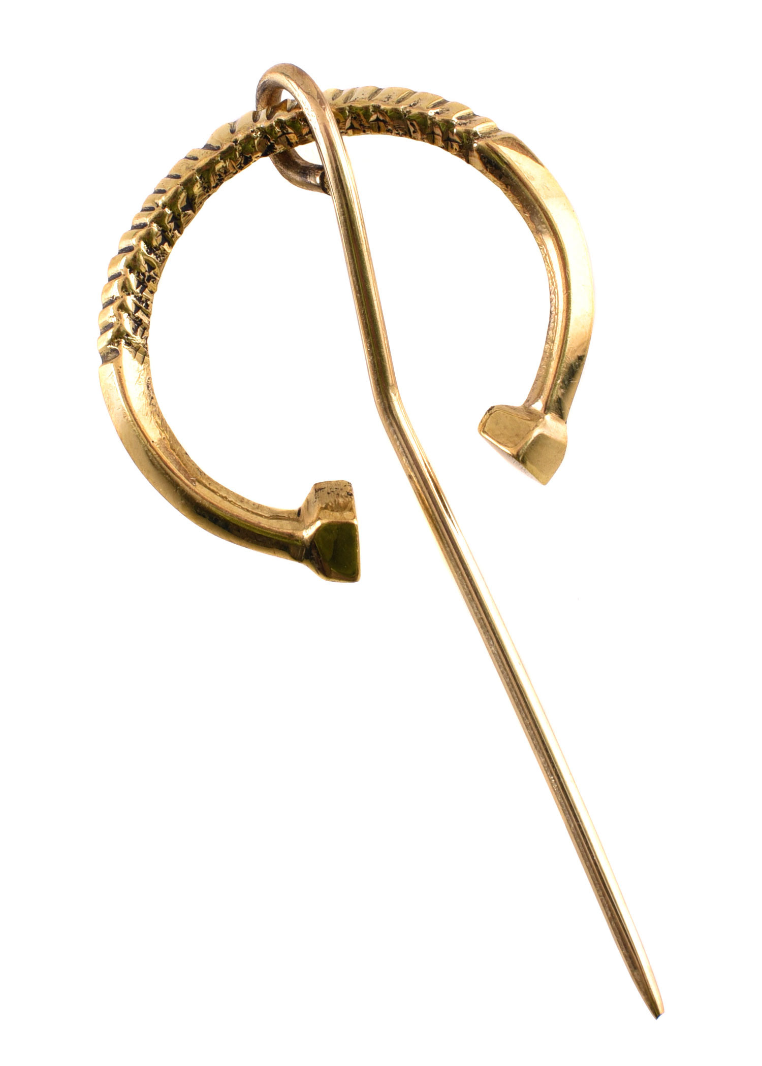 Broche pequeño de anillo trenzado, latón (4 cm.)
