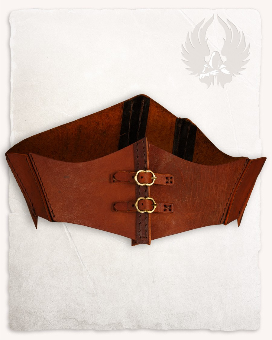Corpiño medieval Talia en piel - marrón
