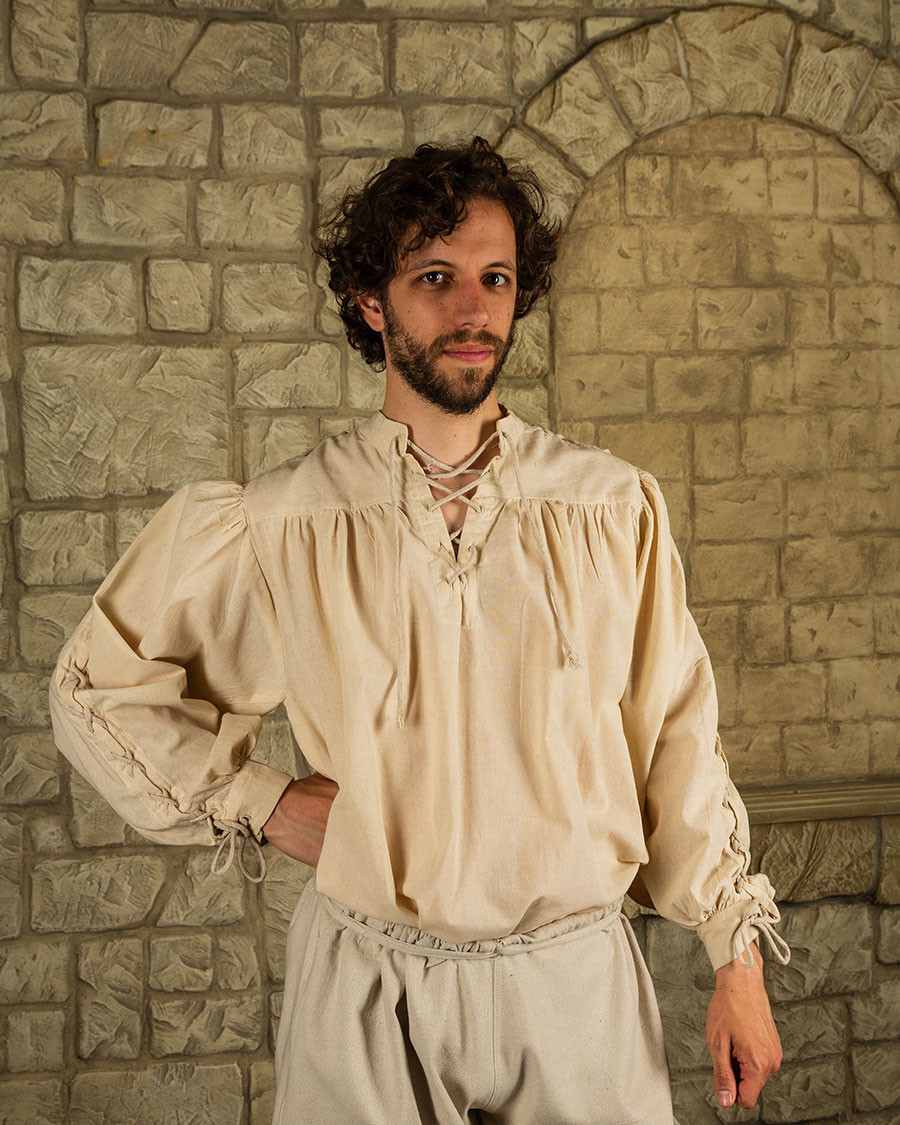 Camisa medieval crema de lazos modelo Alex