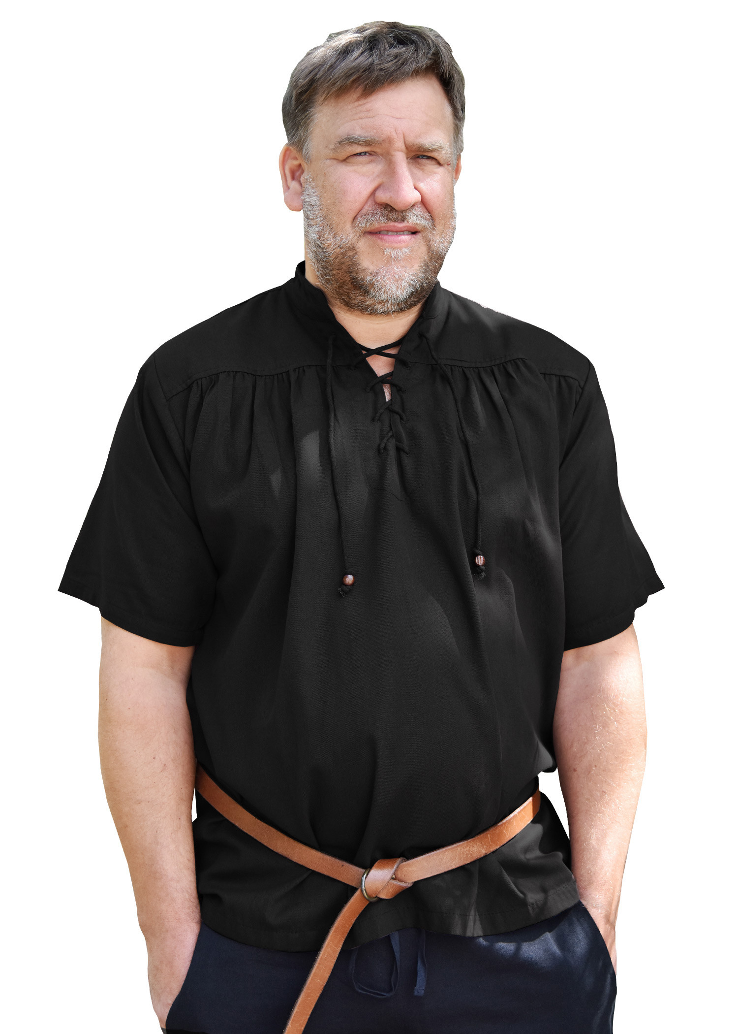 Camisa Medieval hombre manga corta - negra