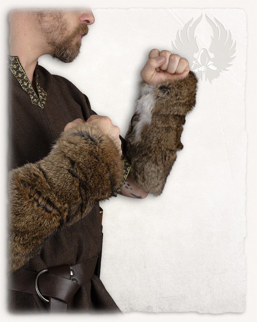 Brazaletes vikingos de piel de conejo flamenco de arena gigante