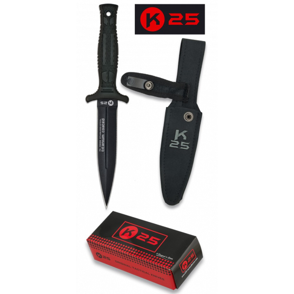 Cuchillo táctico hoja en acero recubierta de titanio (23 cm.)